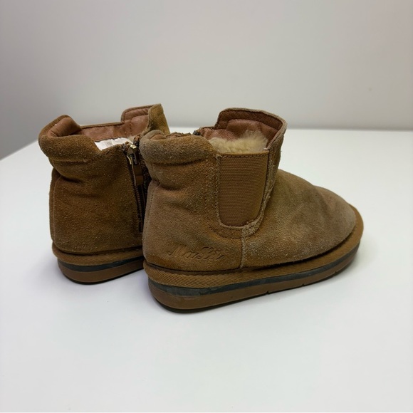 3/$30 Malu Size 10 Toddler Sheepskin Ugg Style Light Up Boots Chestnut Zip Suede - Picture 5 of 11